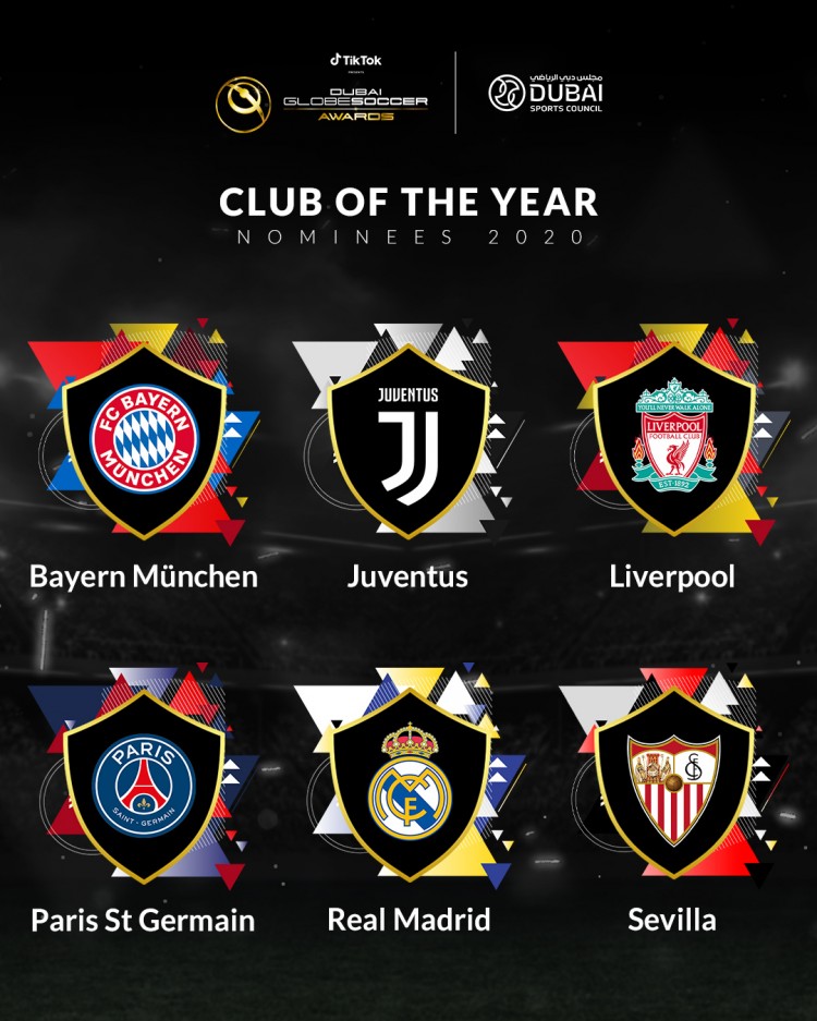 环球足球奖2020年最佳俱乐部候选,环球足球奖最佳俱乐部名单,懂球帝官方版