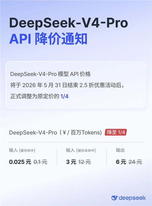 DeepSeek-V4-Pro API 降价通知！腾讯云也加入了价格战